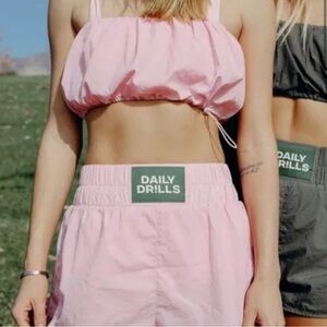 Pink Daily Drills Crop Top and Short Bubble Set